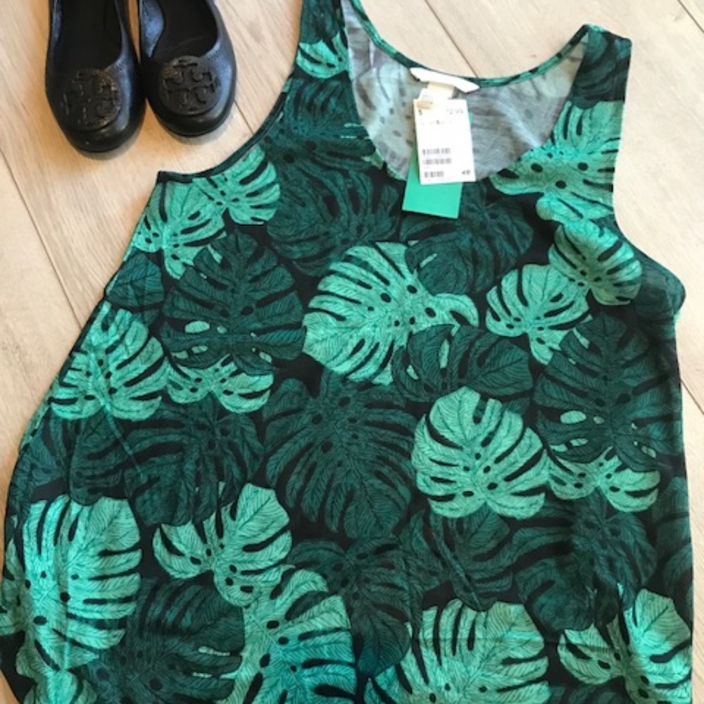 H&M Conscious Green Hawaiian Leaf Patten Tank